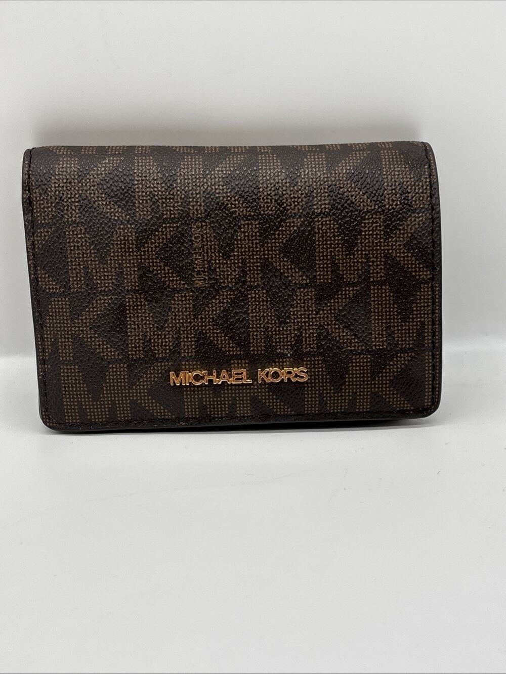 NWOT Michael Kors Jet Set Logo Medium Wallet Brown